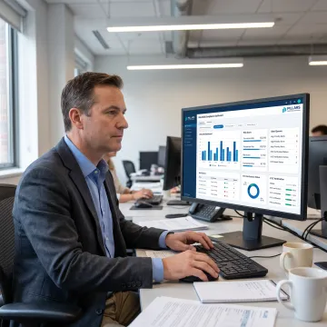 Compliance professional reviewing neobank risk data