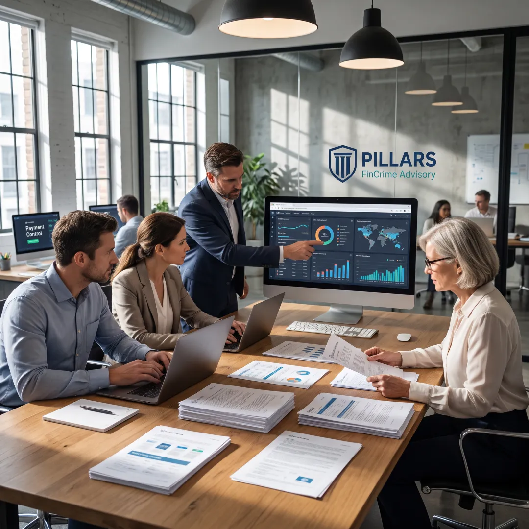 Fintech leaders reviewing compliance strategy
