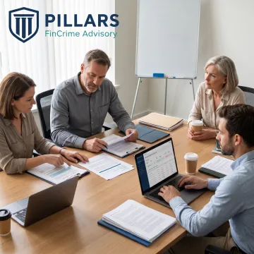 Advisor reviewing fintech compliance program