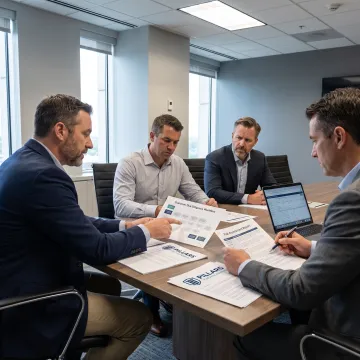 Consultant and financial services leaders reviewing AML framework