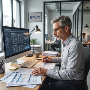 Compliance professional reviewing blockchain lending risk controls