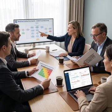 Fintech team planning a blockchain lending compliance program