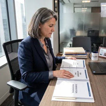 Credit union compliance professional reviewing BSA exam documents