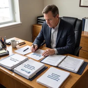 Compliance professional reviewing BSA examination materials