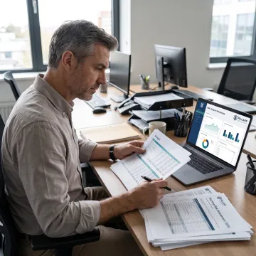 Compliance professional reviewing AML program costs