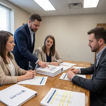 Compliance advisor and bank team reviewing BSA controls