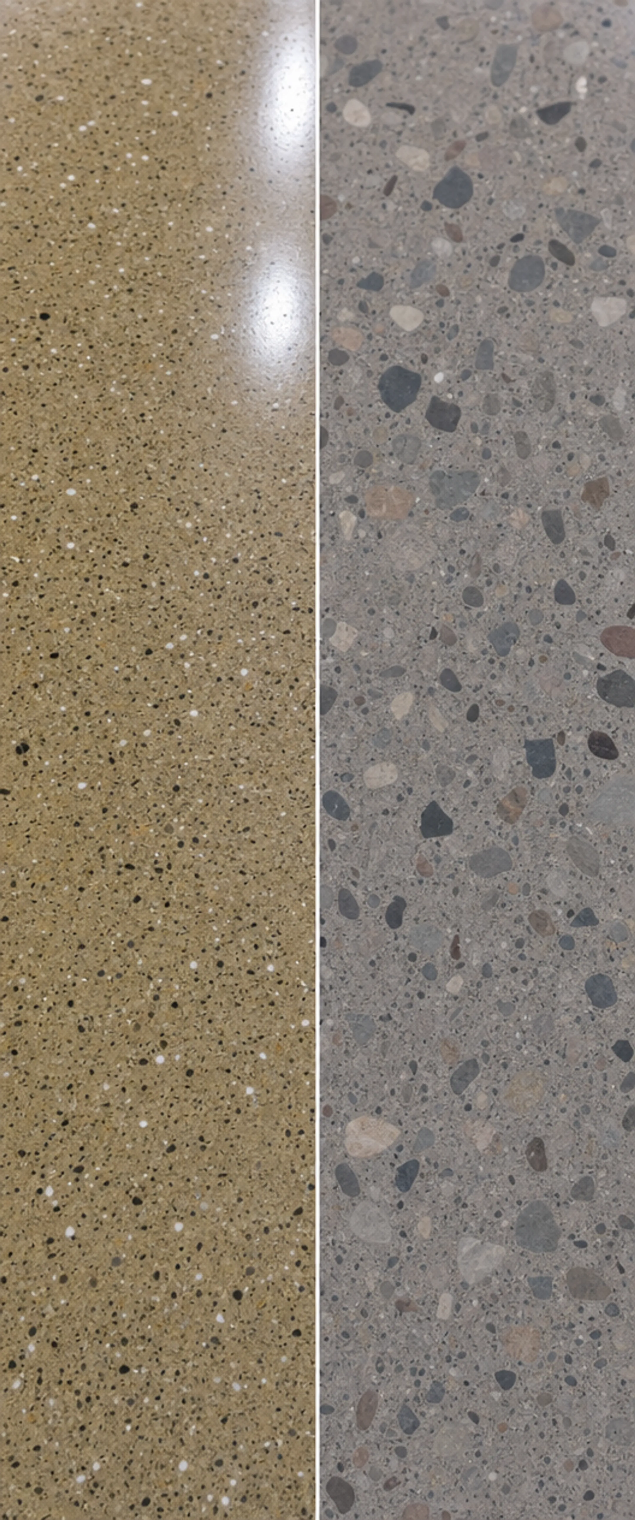 Salt and pepper versus exposed aggregate polished concrete finish comparison