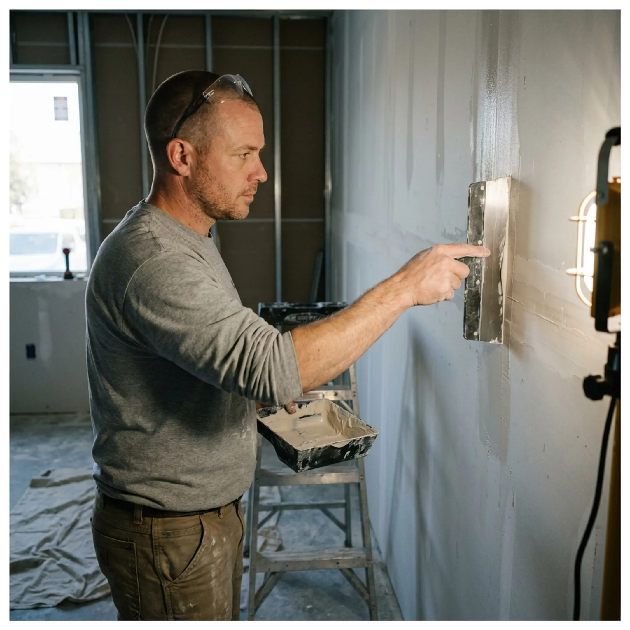 Smooth drywall repair before commercial painting