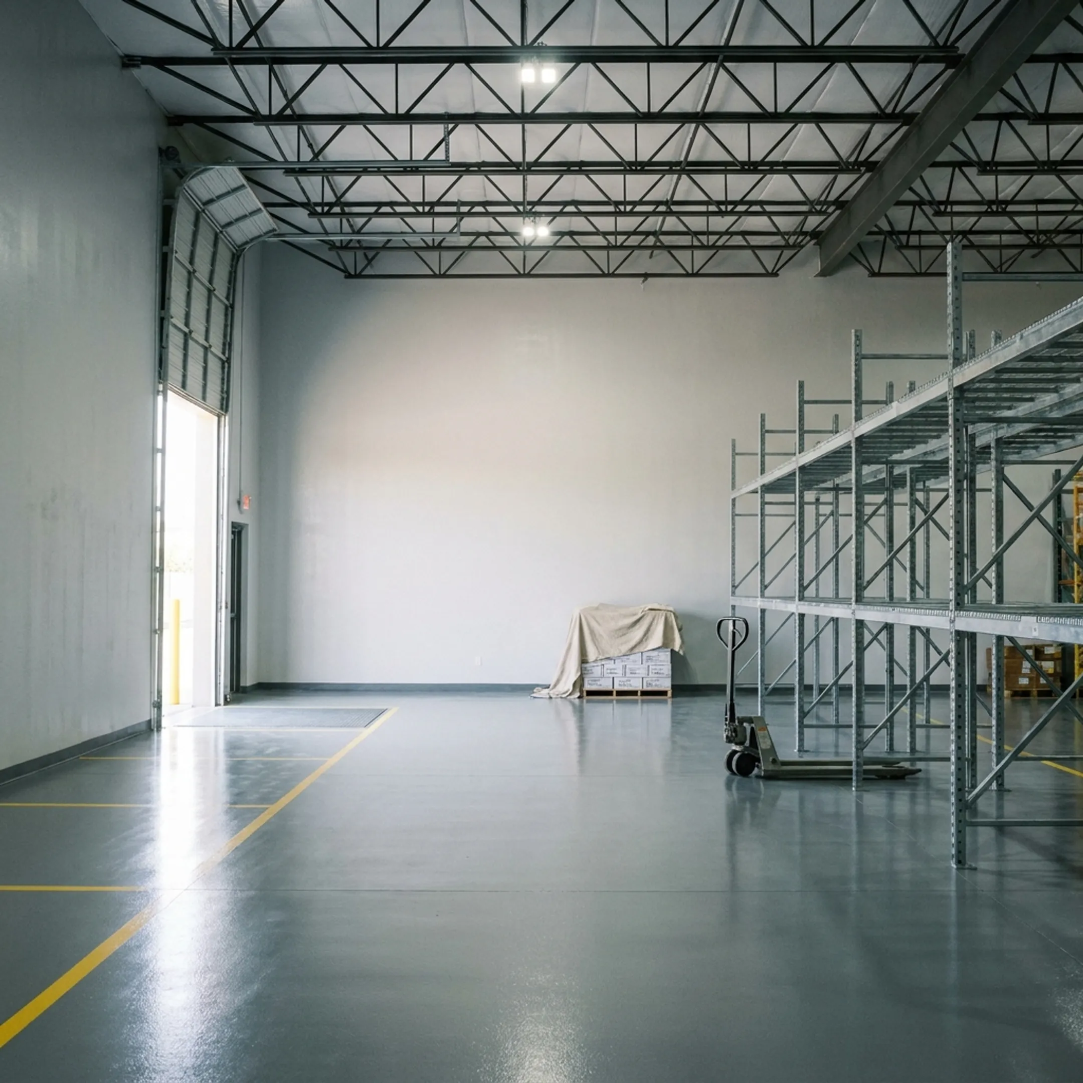 Freshly painted warehouse interior