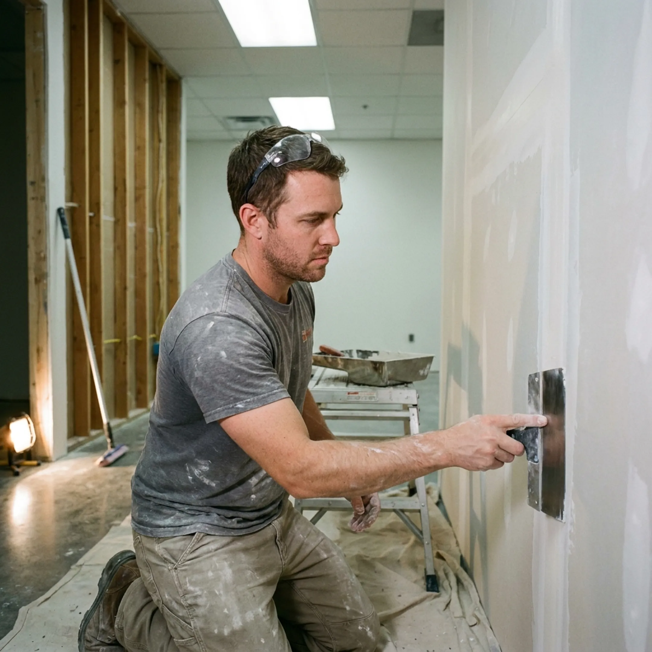 Drywall repair before interior painting