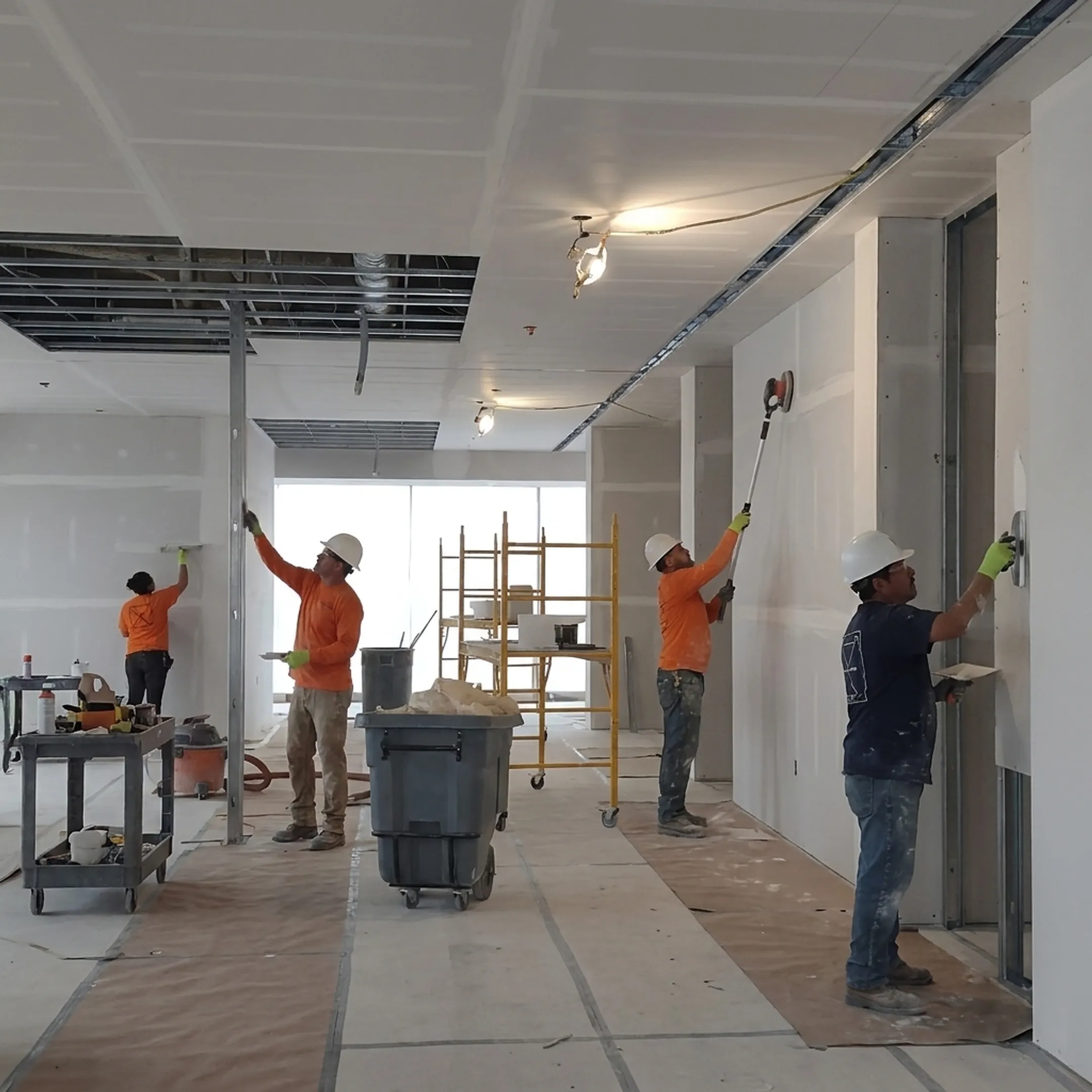 Commercial crew improving an office interior