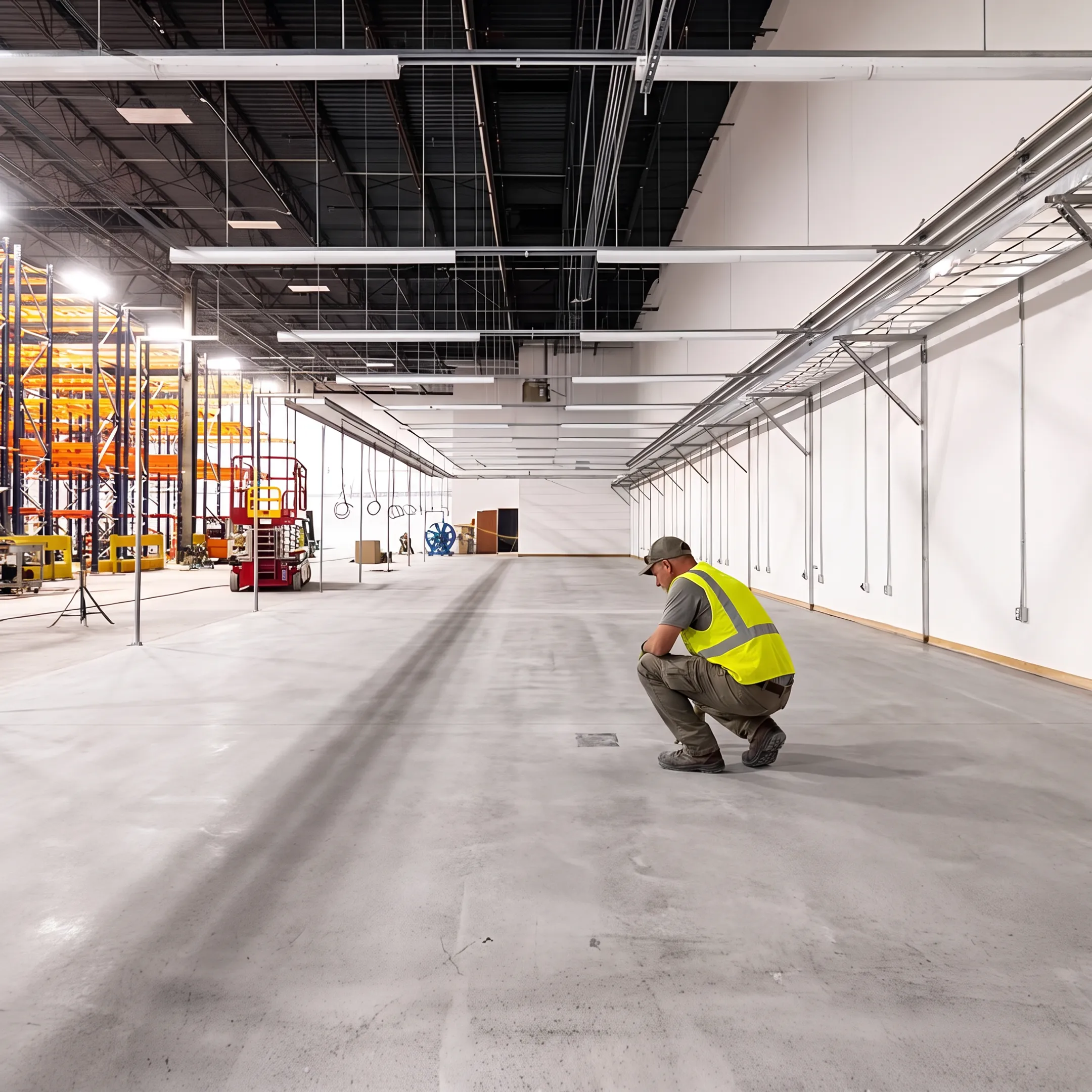 Prepared concrete floor in a commercial space