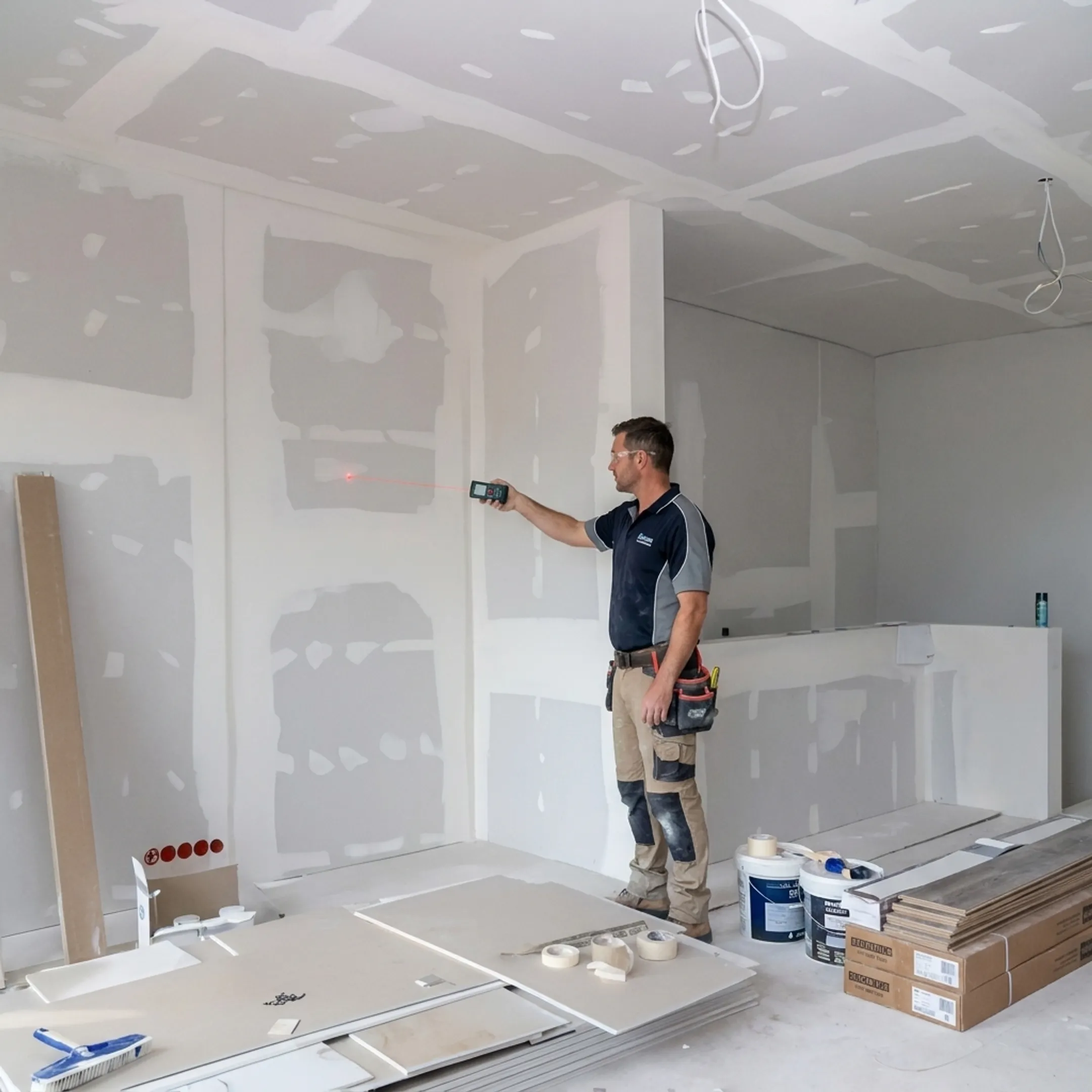 Contractor preparing a commercial interior renovation