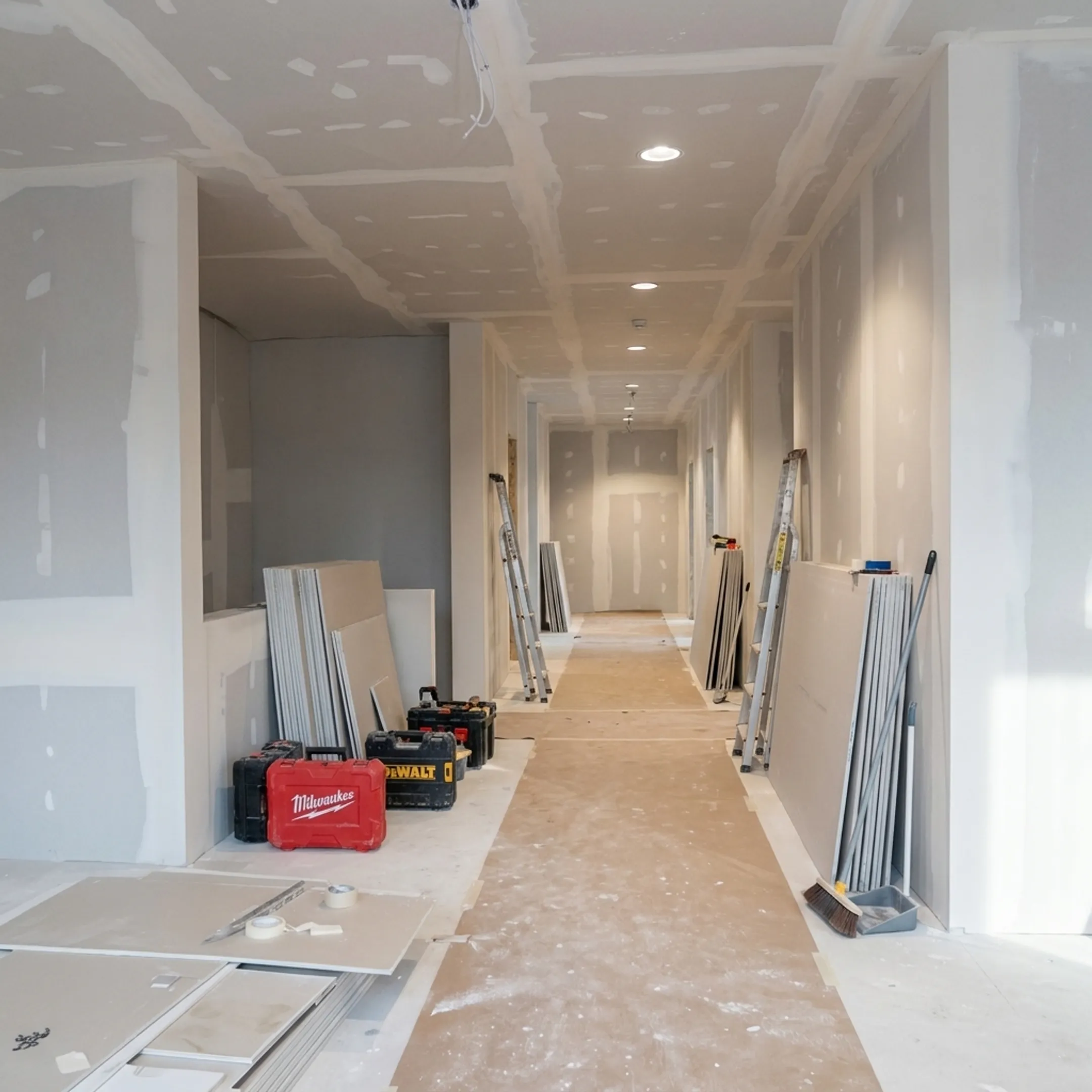 Finished drywall in a commercial office