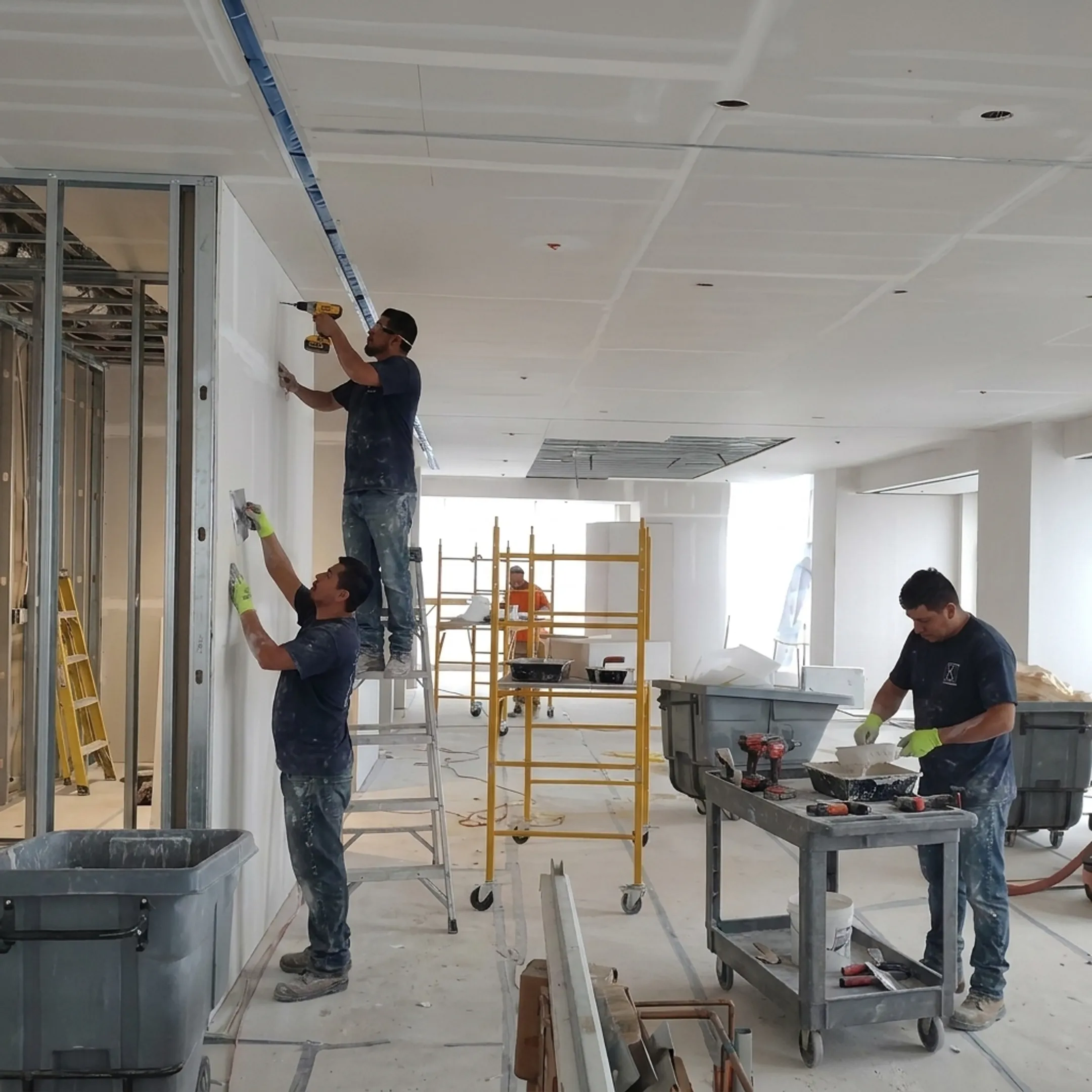 Commercial crew completing an office build-out