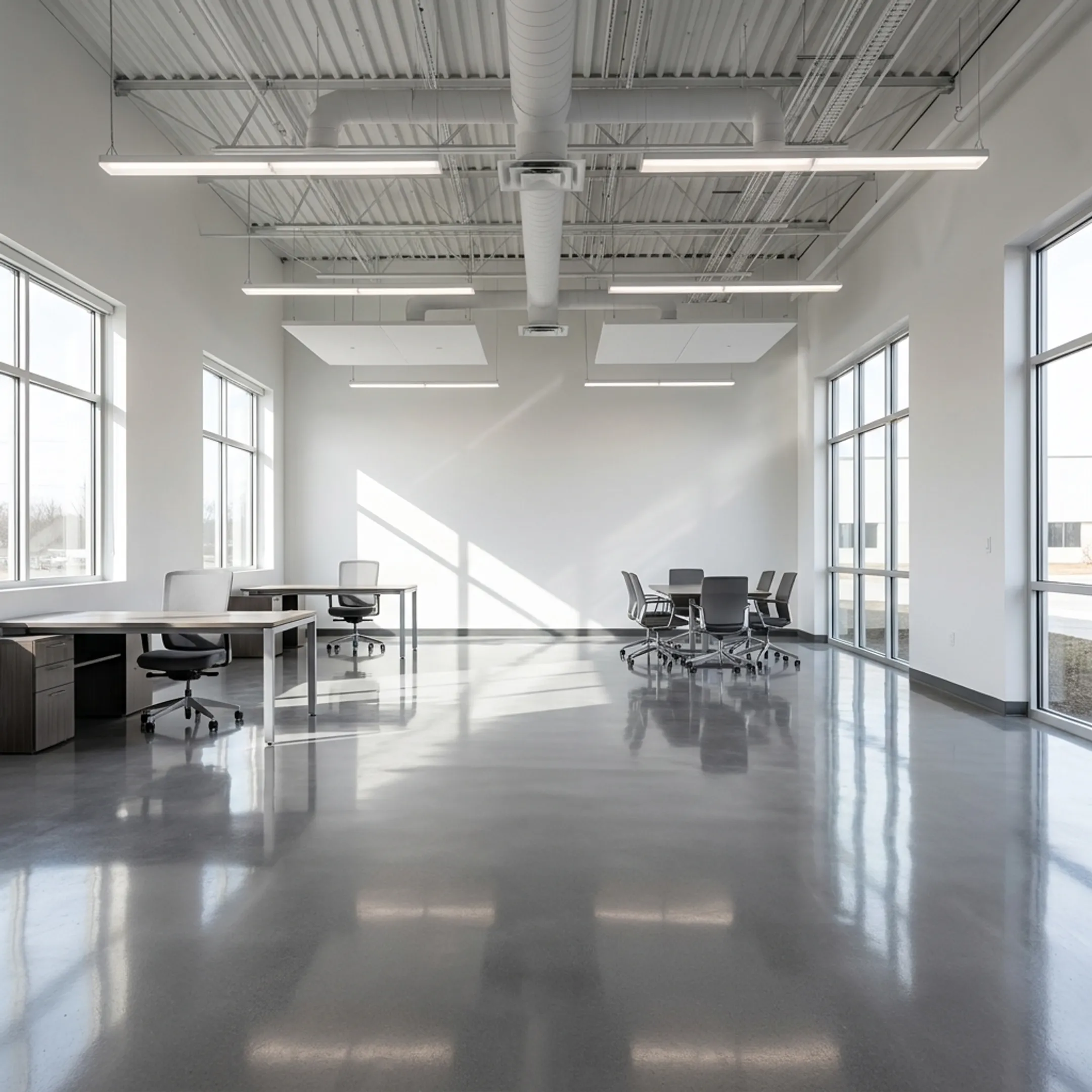 Polished concrete floor in a commercial space