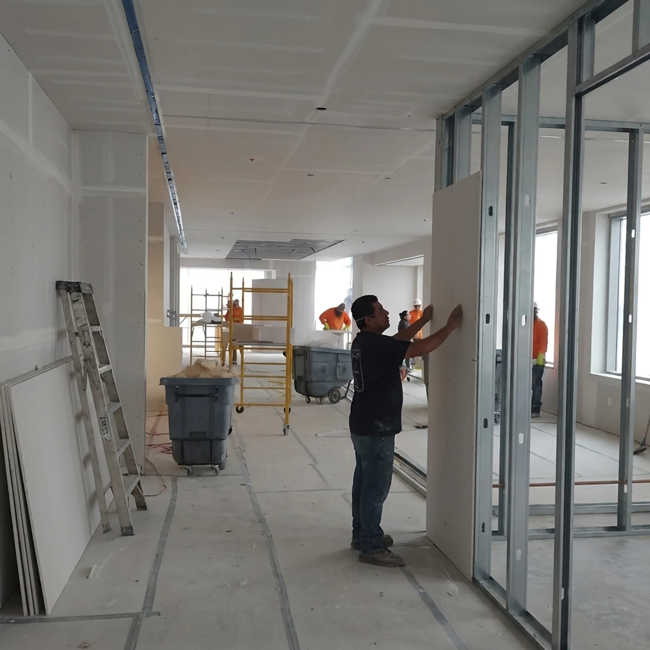 Team completing a commercial interior improvement