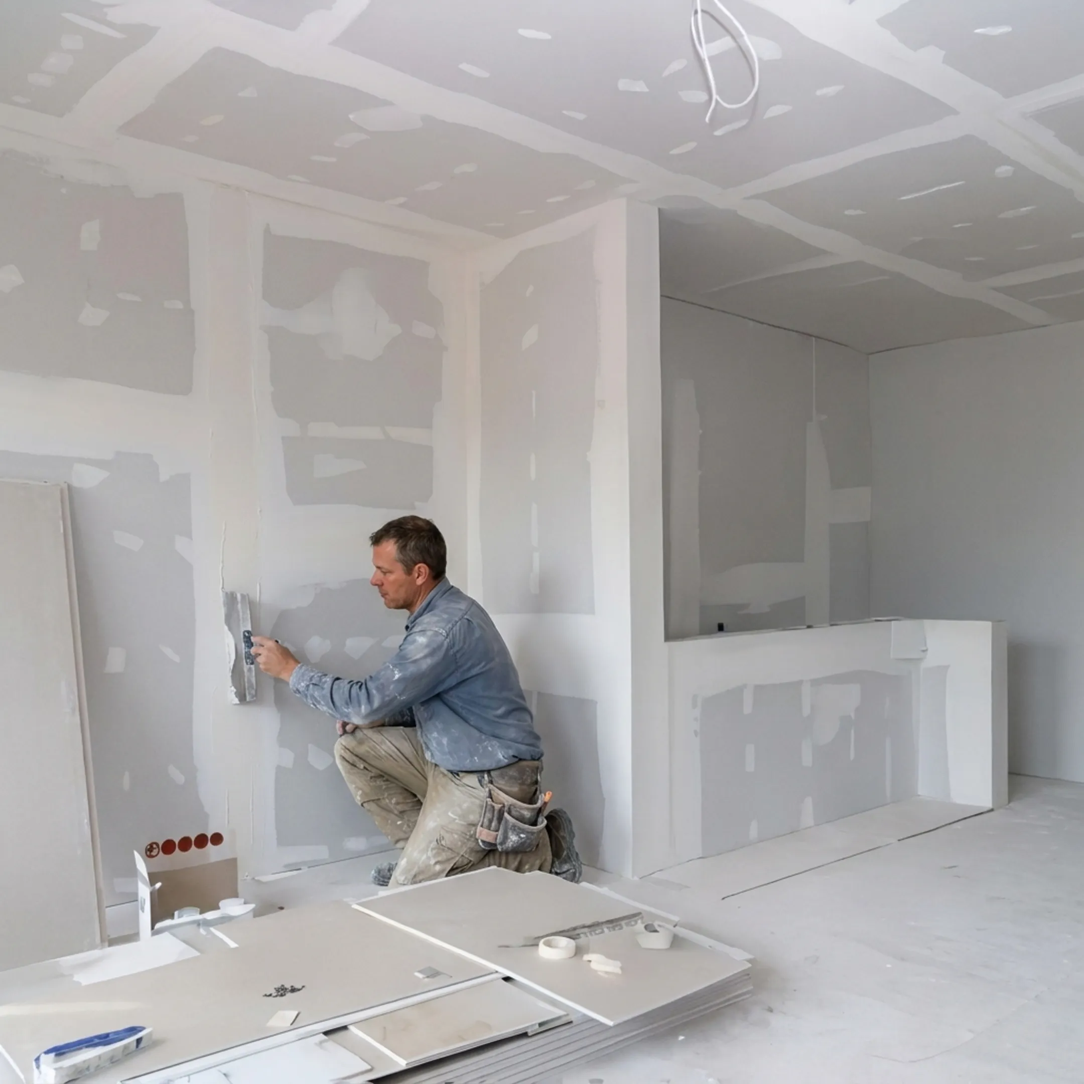 Commercial drywall repair and finishing work
