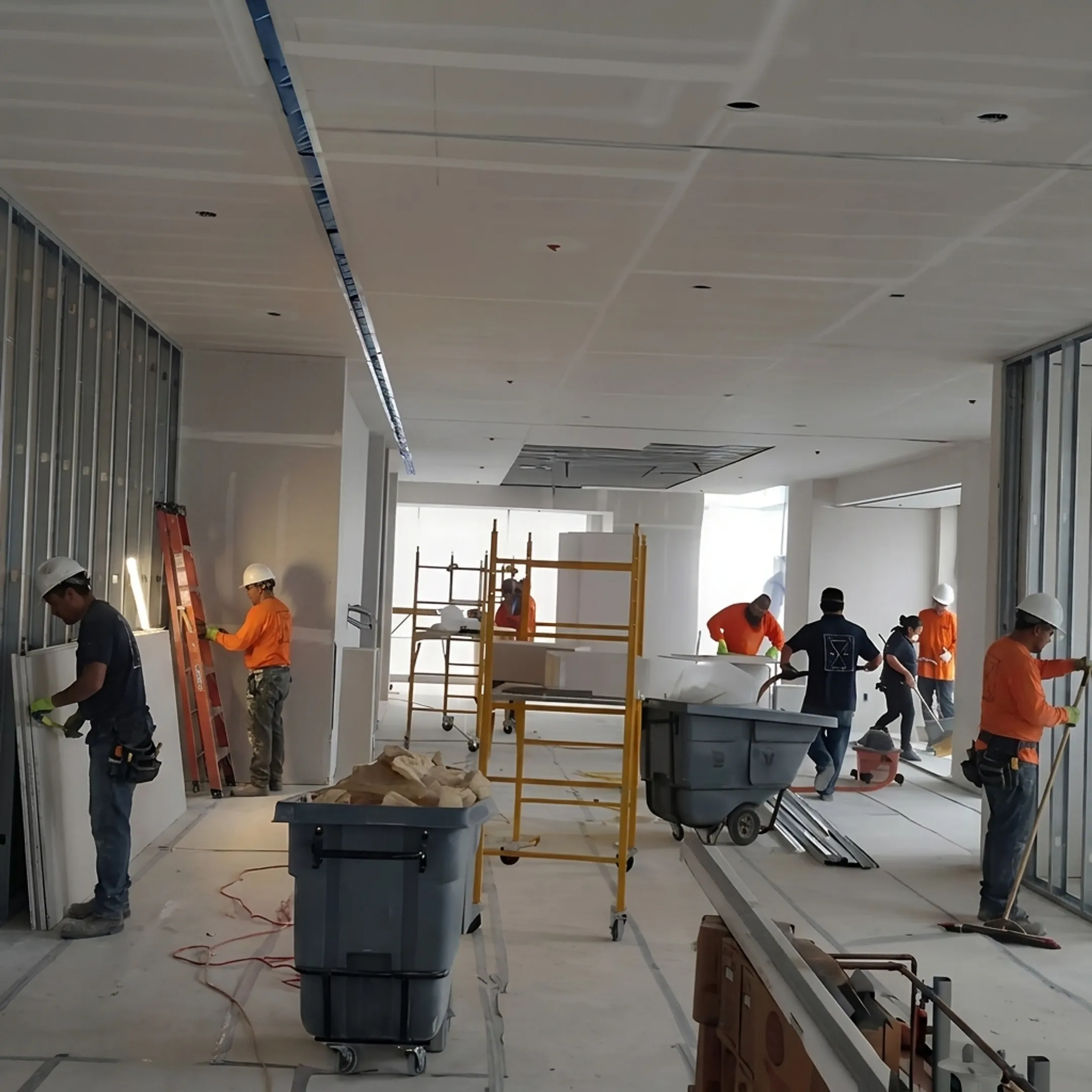 Team renovating a commercial tenant space