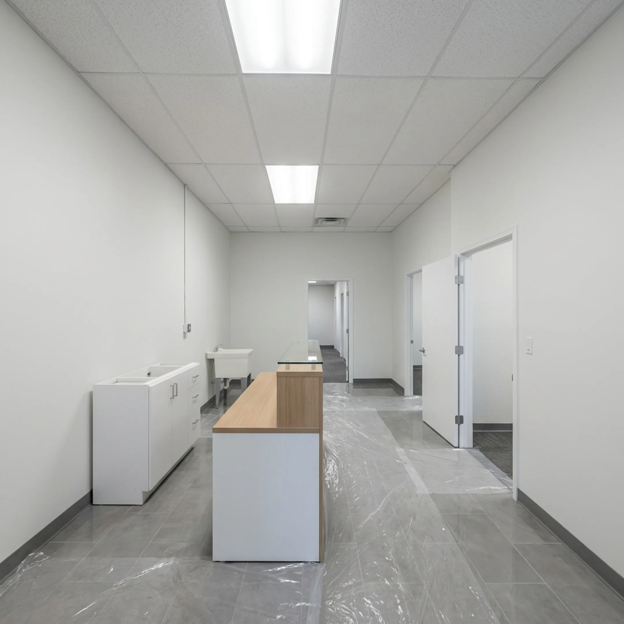 Freshly painted commercial office reception area