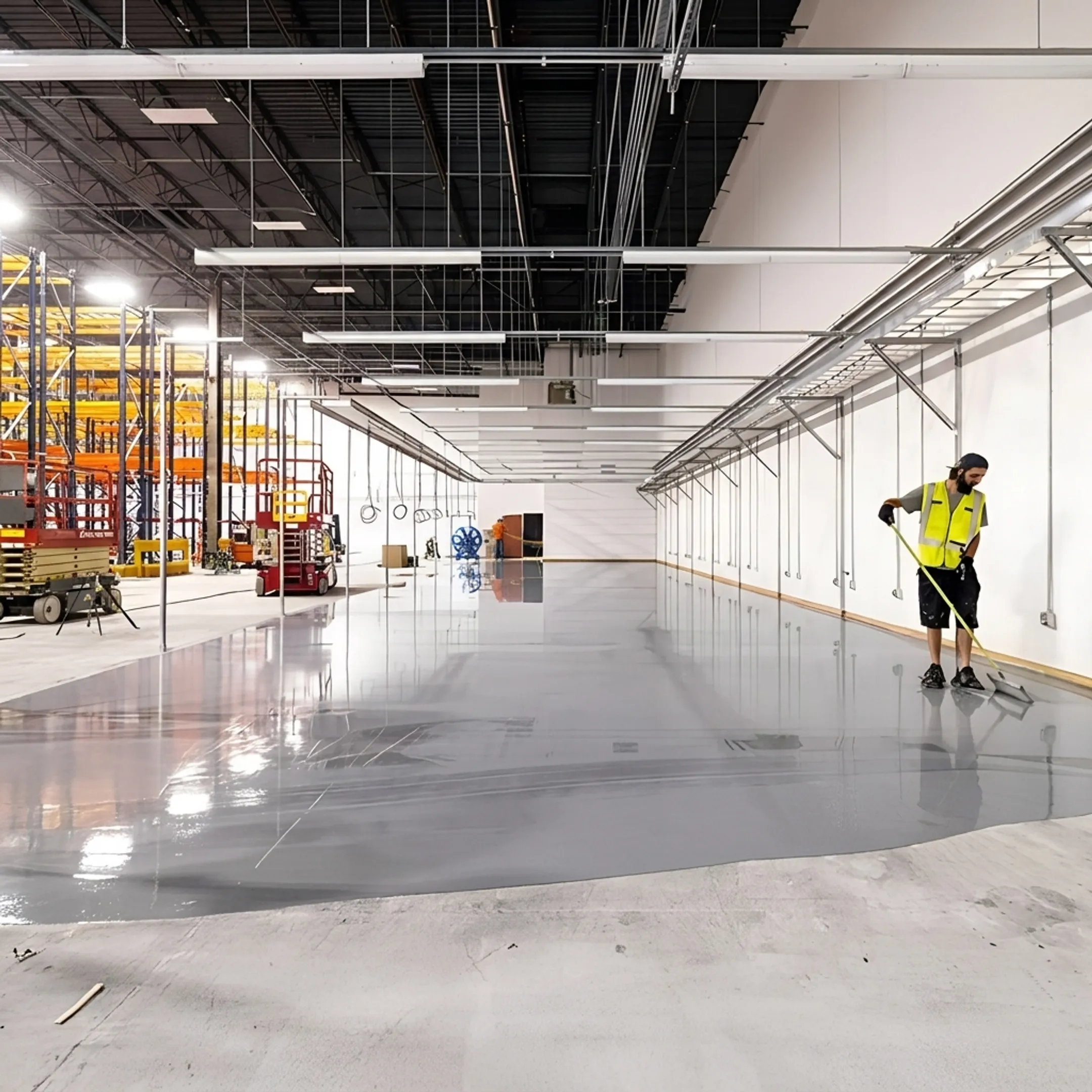 Polished concrete floor in commercial facility