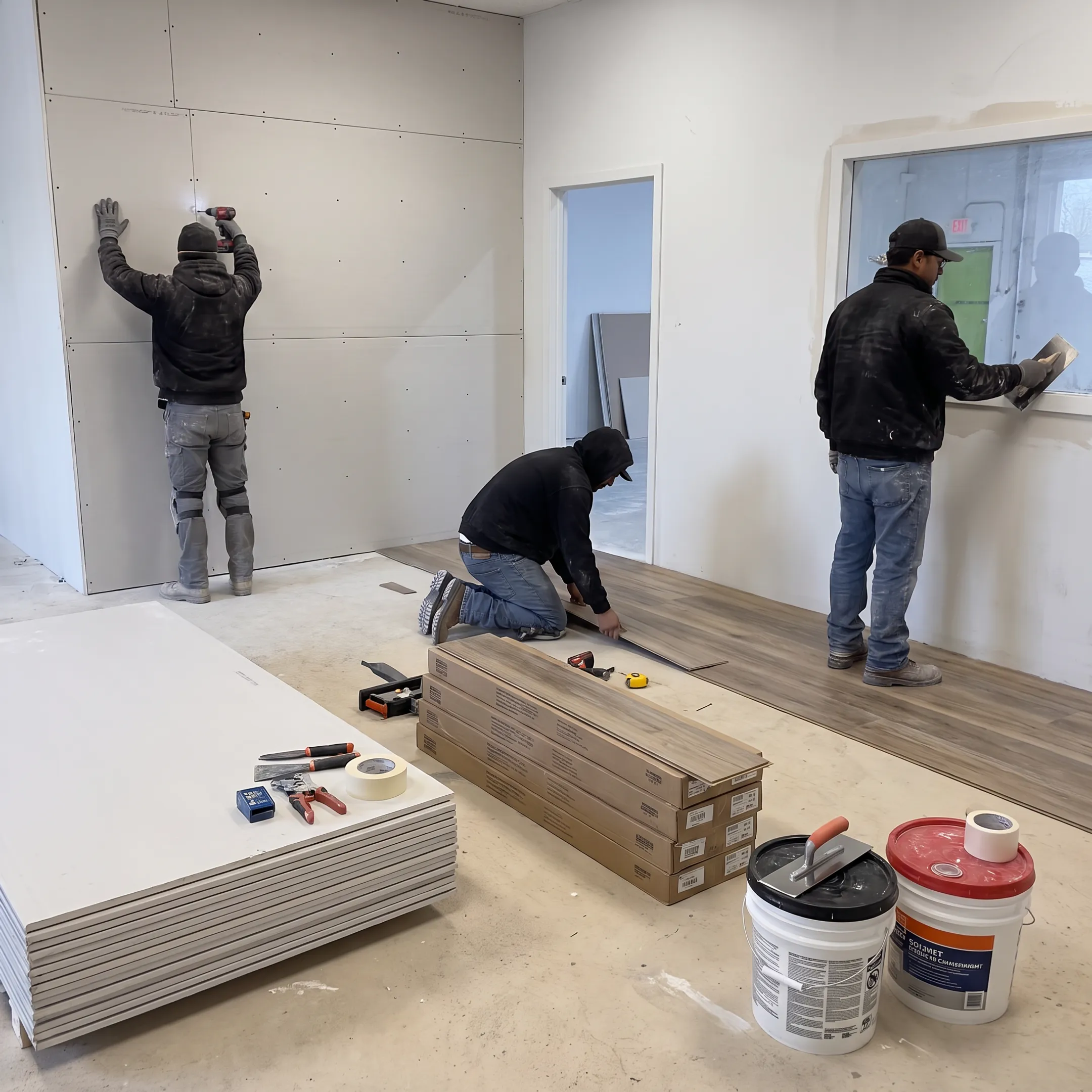 Modern commercial office interior under renovation