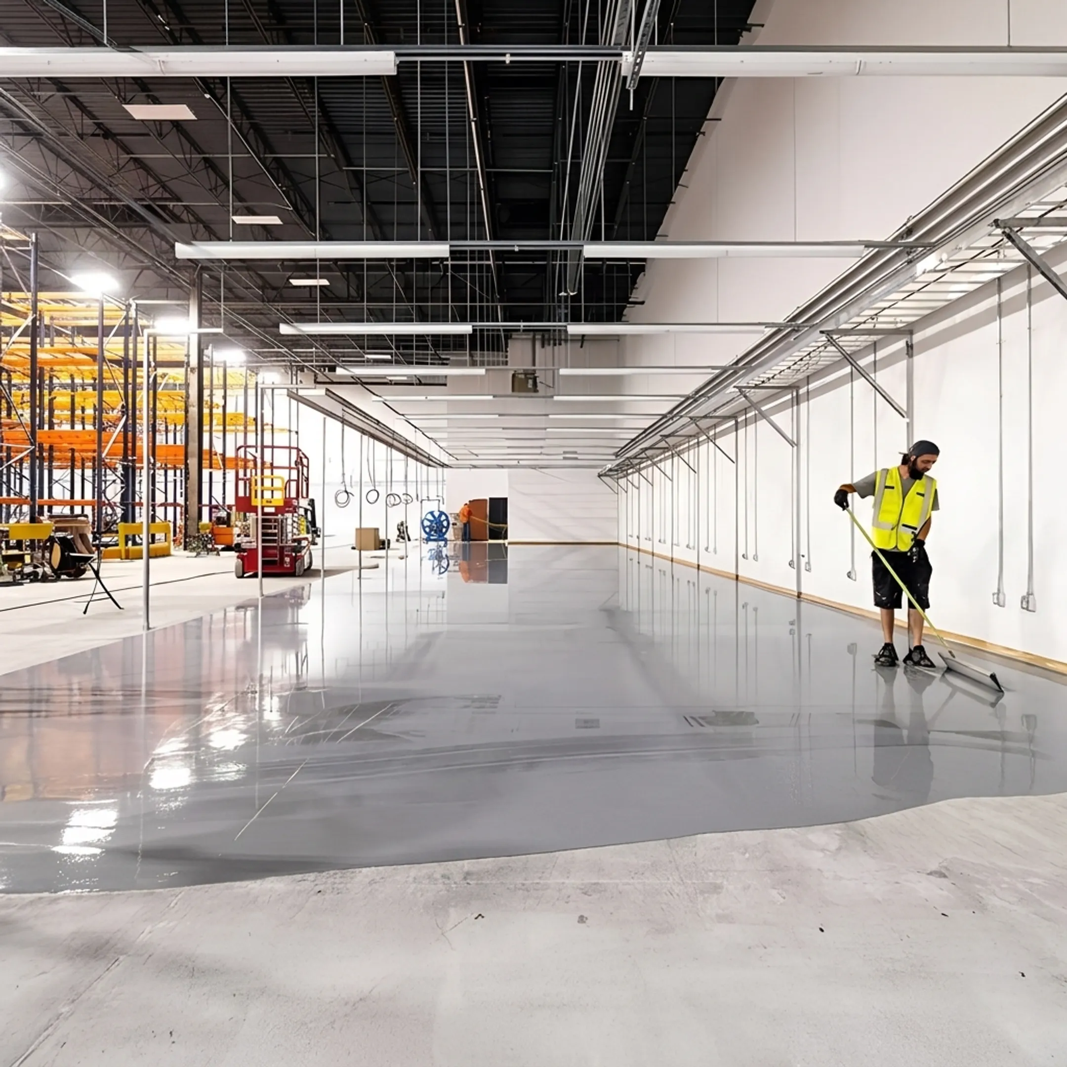 Polished concrete floor in commercial facility
