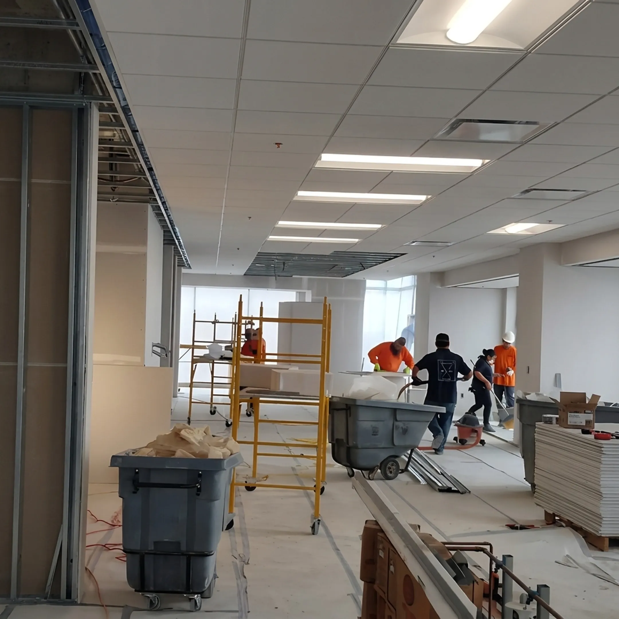 Crew improving a commercial office interior