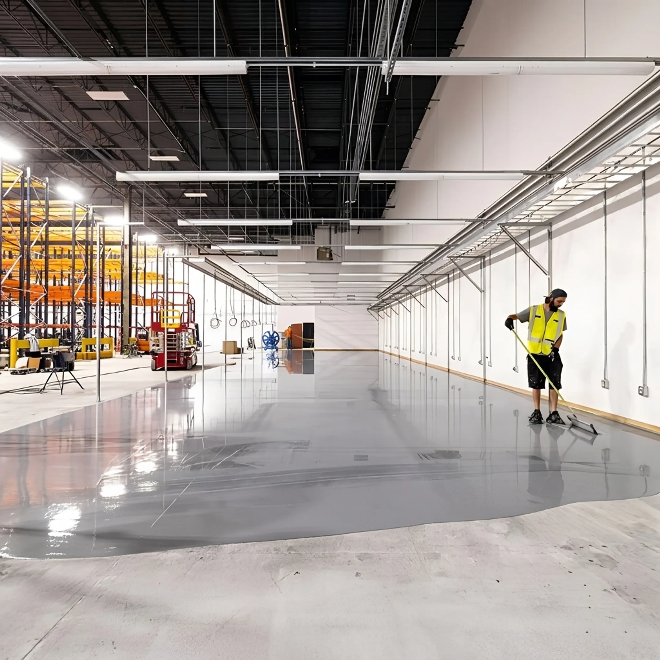 Restored commercial concrete surface in an industrial space