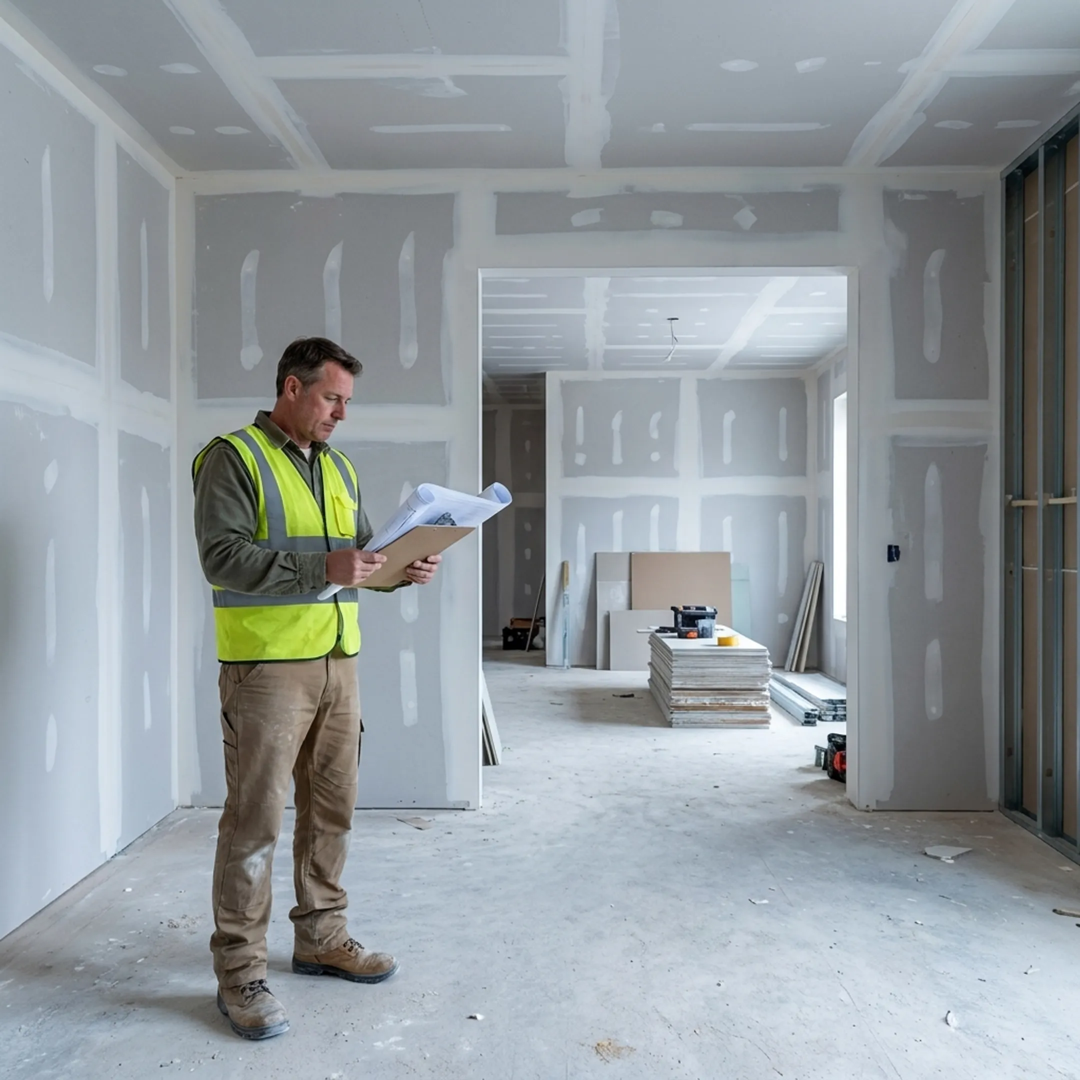 Contractor reviewing restaurant renovation plans