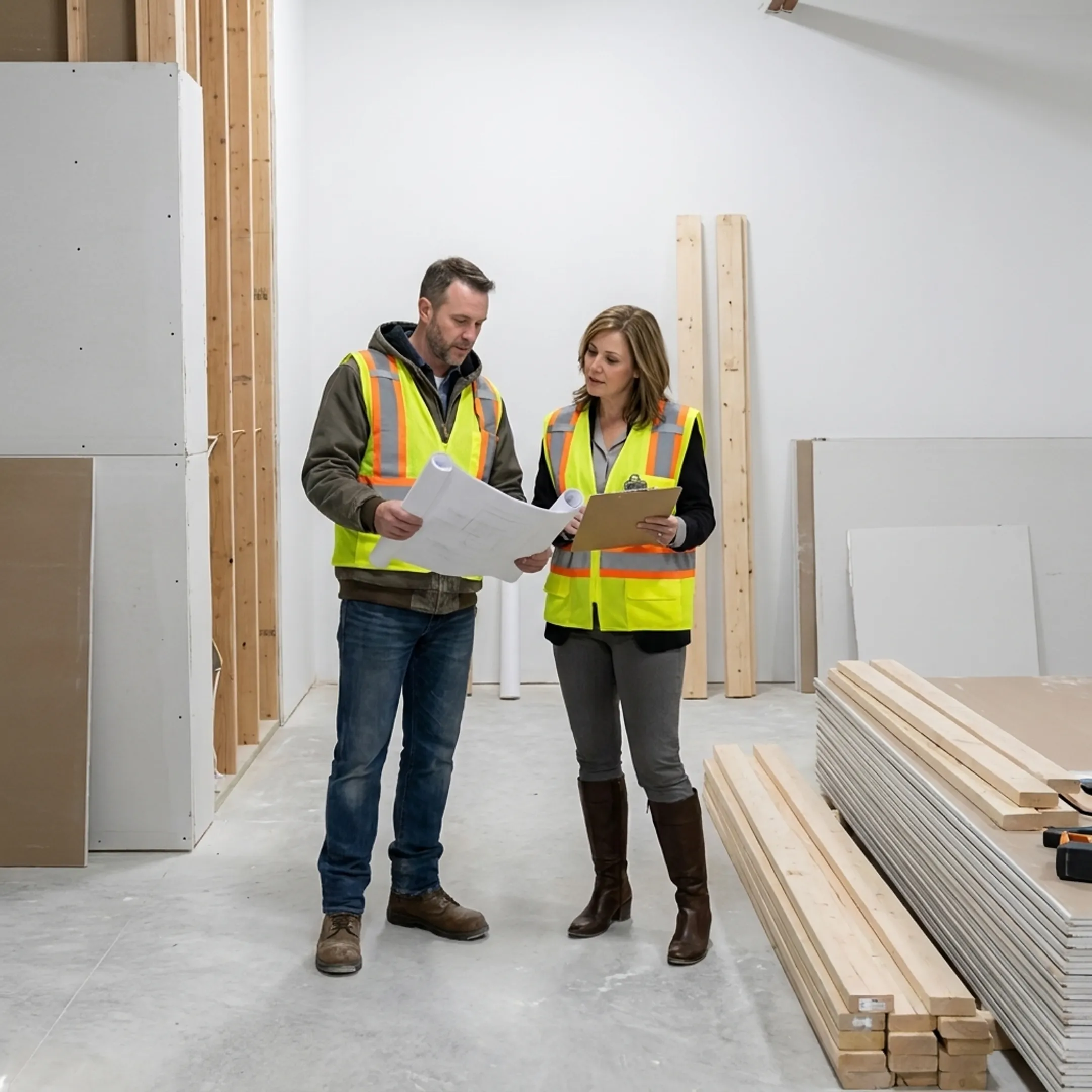 Commercial contractor reviewing renovation plans