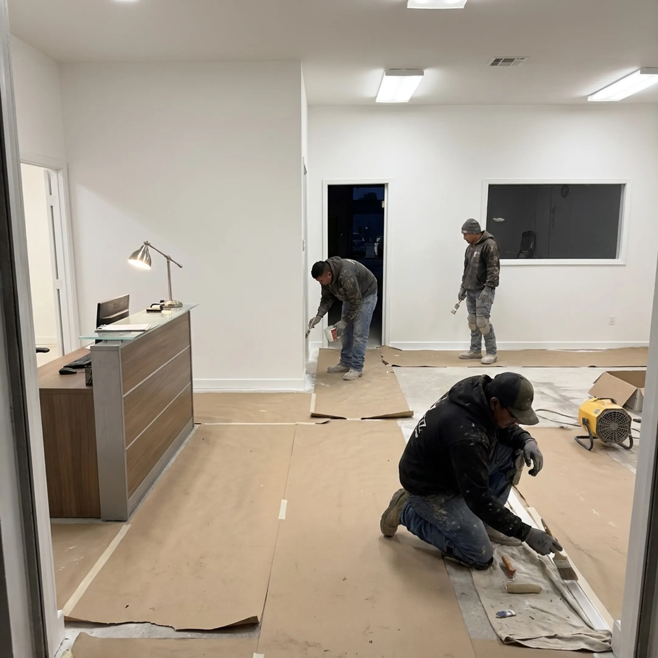 Freshly painted commercial reception area
