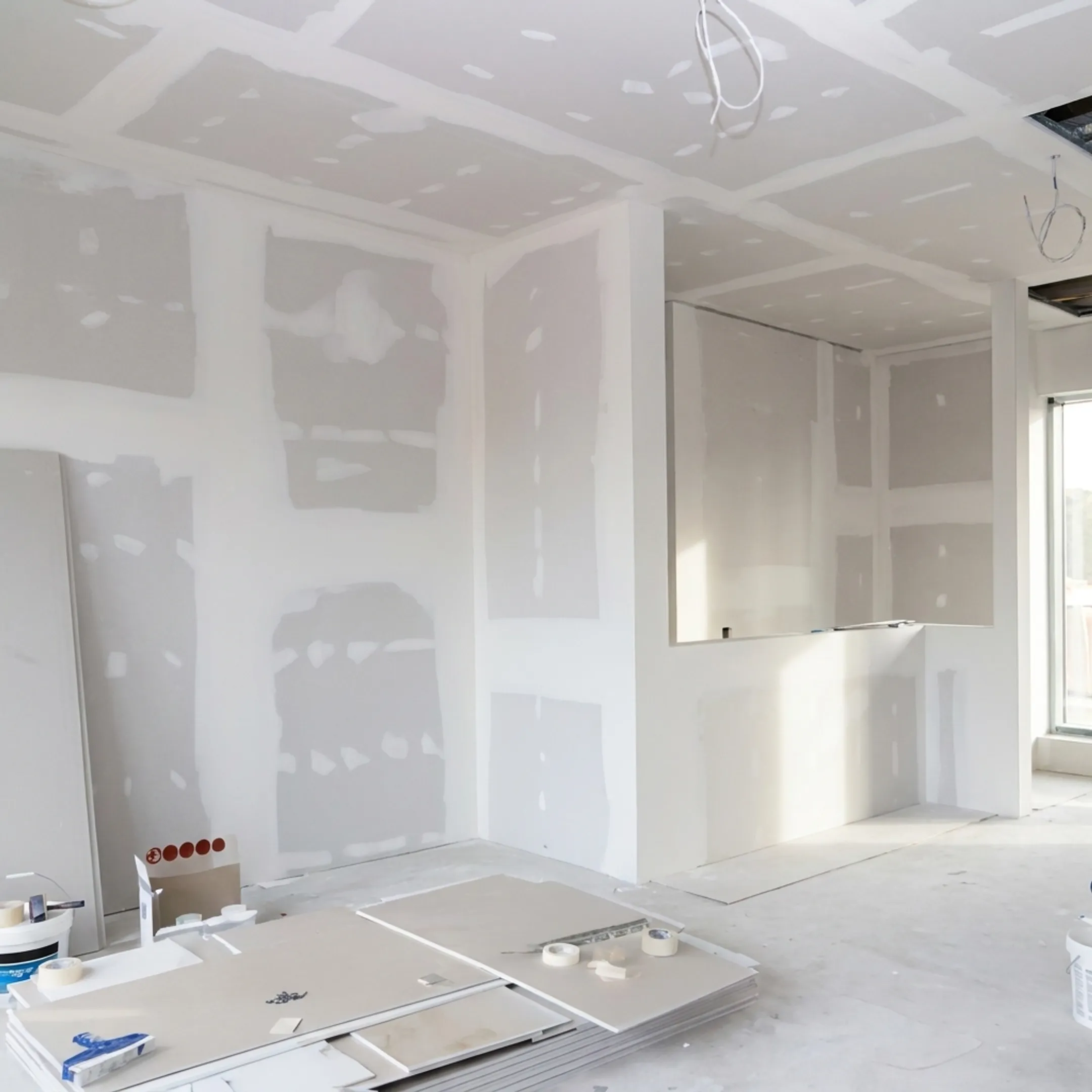 Finished drywall in a modern office