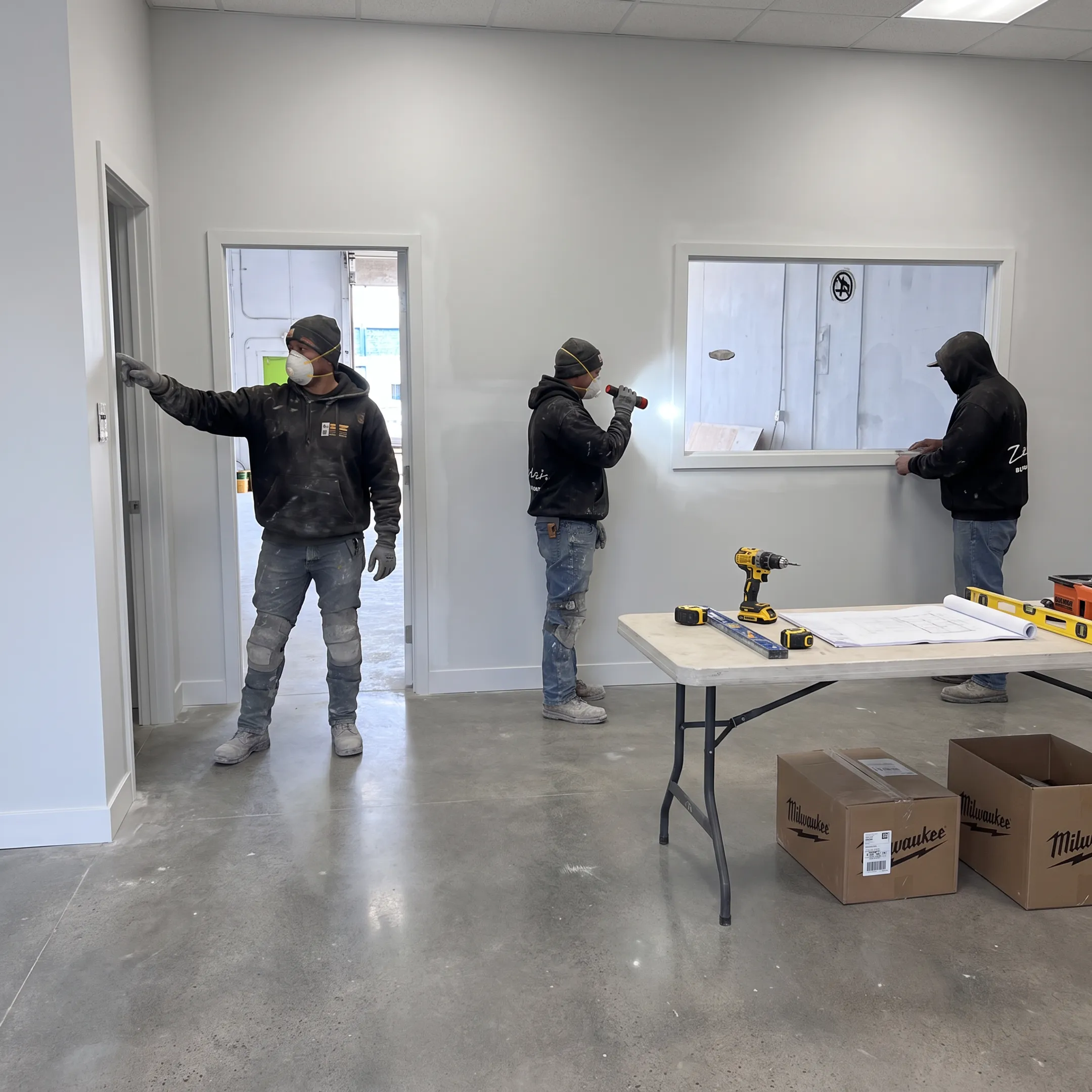 Updated commercial office interior during renovation