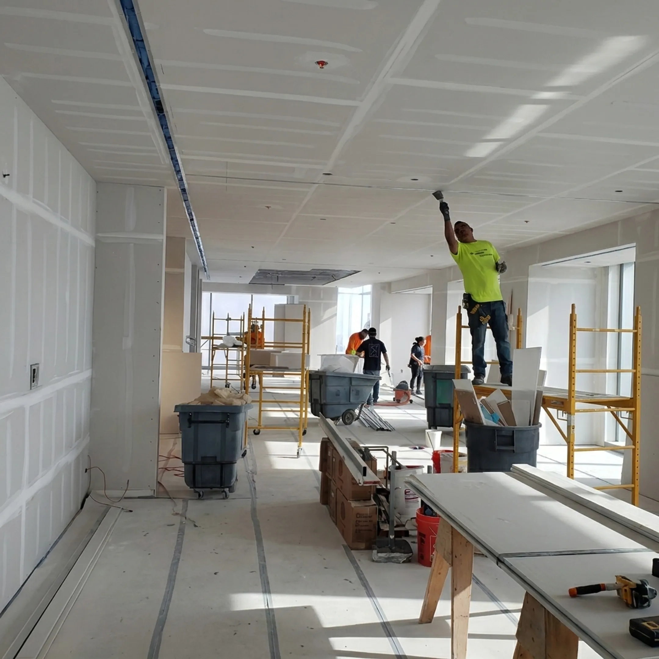 Finished commercial office with smooth drywall