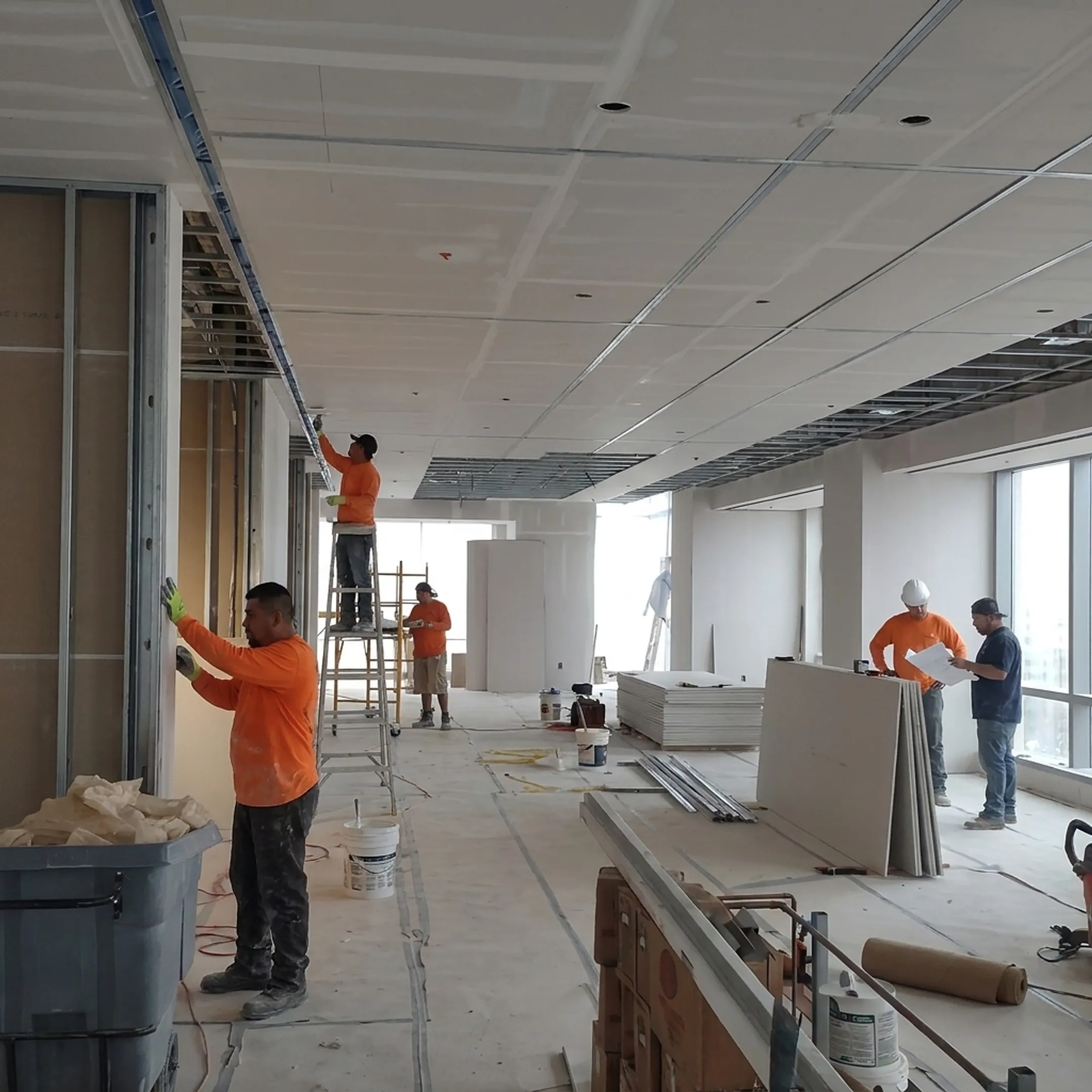 Team renovating a commercial office interior