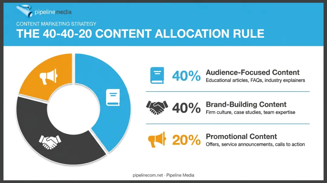 40-40-20 social media content mix rule breakdown for professional services