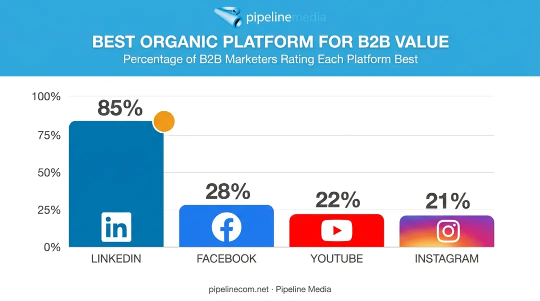 LinkedIn versus Facebook YouTube Instagram organic social media value comparison