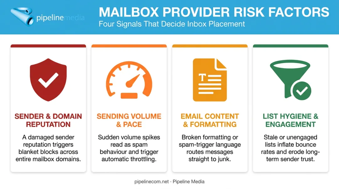 Four key factors that determine mass email deliverability and blocks