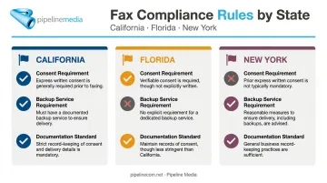California Florida New York fax service requirements comparison chart