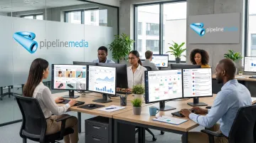 Pipeline Media team managing client social media accounts and content