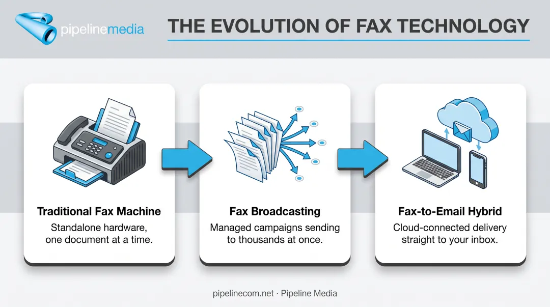 Evolution of fax technology from traditional machine to fax-to-email hybrid
