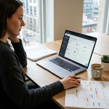 Social media strategy workspace in Toronto office