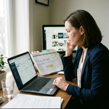 Social media consultant reviewing campaign analytics