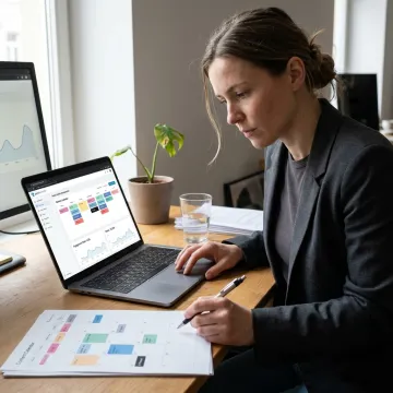 Social media content planning on a laptop