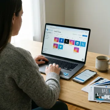 Social media manager planning business content