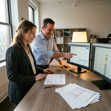 Team reviewing fax campaign process