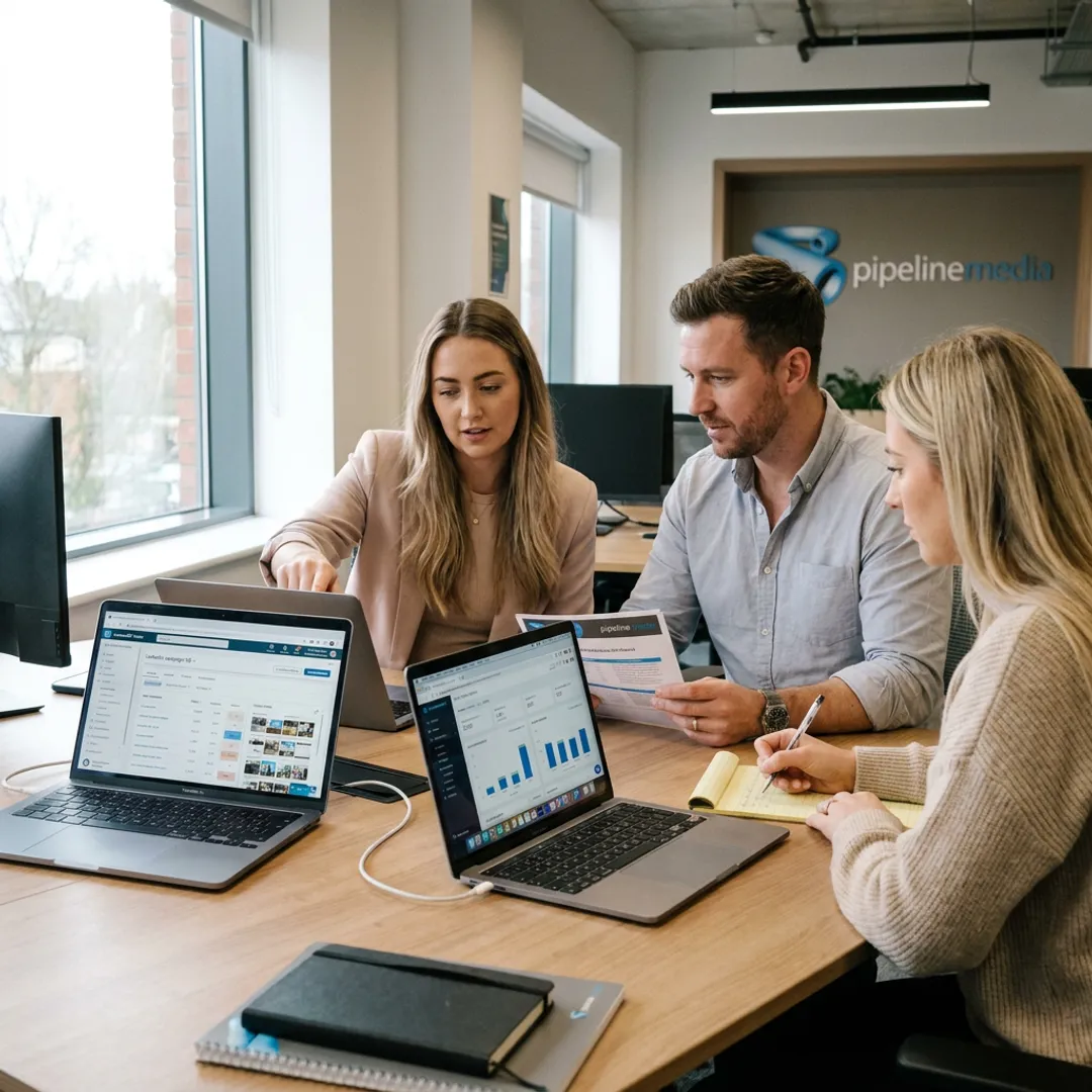 Marketing team planning a LinkedIn campaign