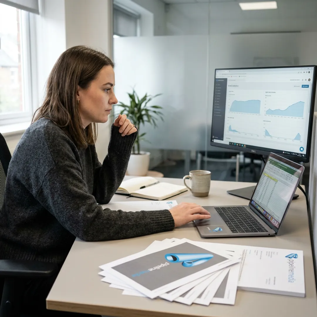 Email marketing team preparing a campaign launch