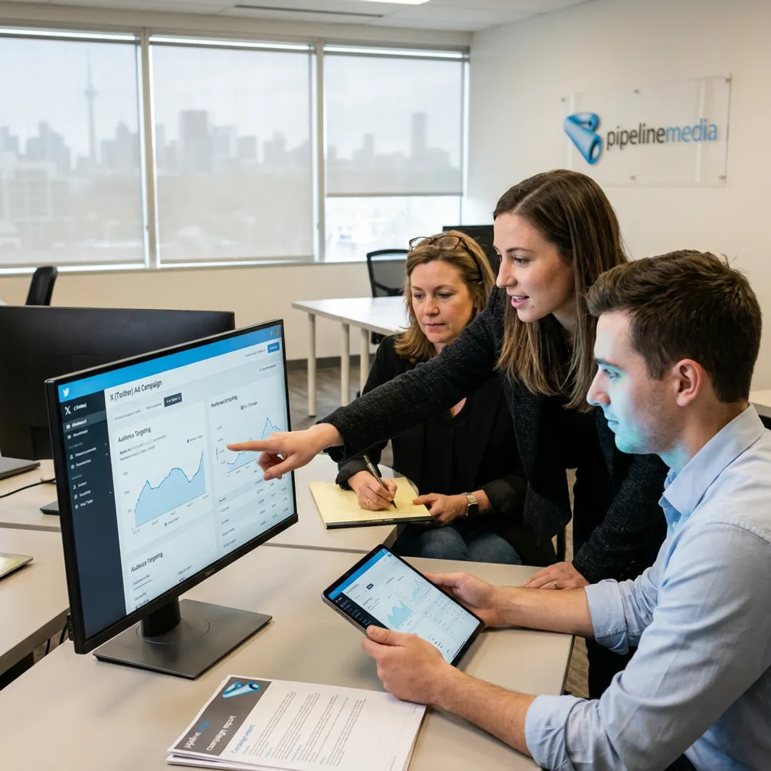 Marketing team planning an X advertising campaign